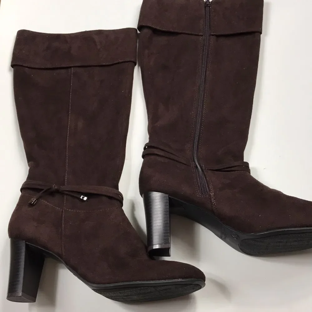 Predictions Boots Suede Brown Women Shoes Size 10